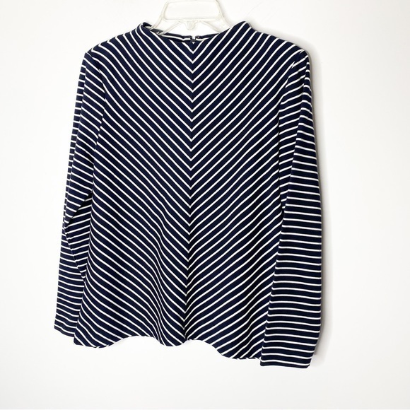 Talbots Navy & White Stripes Long-sleeve Top Size Large Petite LP - Picture 1 of 6